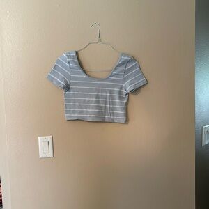 Blue striped crop top